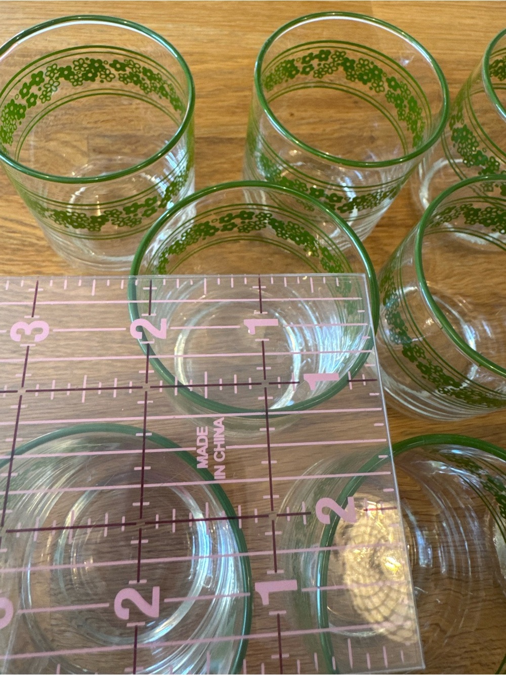 🌼 Vintage Libbey “Crazy Daisy” / Spring Blossom Green Glasses | Set of 8 - Picture 3 of 6